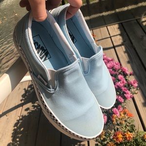 SOLD Light Blue Slip on Vans Checkered Foxing